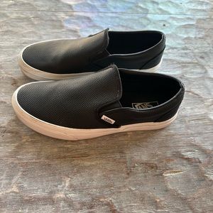 Vans Black Perf Slip Ons